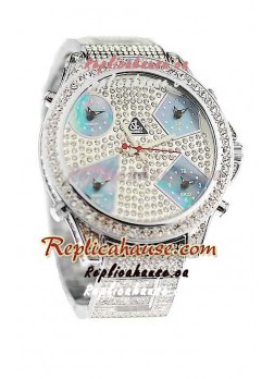 Jacob & Co Diamond Japanese Replica Watch in Light Blue Sub Dial