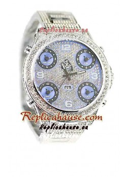 Jacob & Co Diamond Japanese Replica Watch in Light Blue Dial
