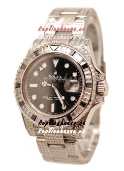 Rolex GMT Masters II 2011 Edition Swiss Replica Watch with Diamonds Casing and Bezel