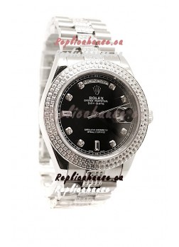 Rolex Day Date Silver Japanese Mens Watch