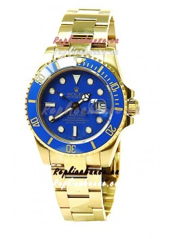 Rolex Submariner Swiss Replica Watch in Ceramic Bezel Gold Bezel