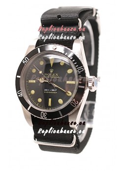 Rolex Submariner Swiss Watch Black Nylon Strap Watch