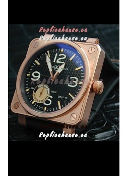 Bell and Ross BR01 97 Power Reserve Rose Gold Watch in Black Dial