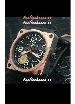 Bell and Ross BR01 97 Power Reserve Rose Gold Watch in Black Dial