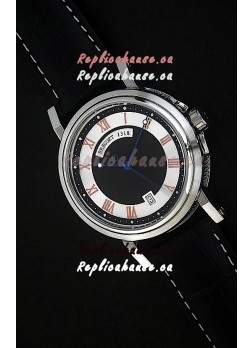 Breguet De La Marine Swiss Replica Steel Watch in Black & White Dial