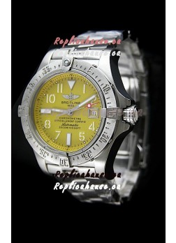 Breitling Chronomat Swiss Replica Watch in Steel Strap Yellow Dial