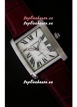 Cartier Tank 100 Japanese Replica Watch in Brown Strap