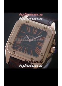 Cartier Santos 100 Swiss Replica Watch in Black Dial