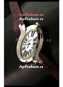 Delices De cartier Japanese Watch in Maroon Strap