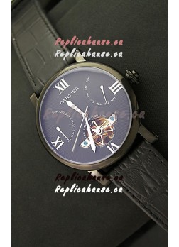 Cartier Calibre de Tourbillon PVD Swiss Watch in Blue Dial