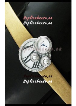 Cartier Jewellery Pearl Diamond Watch in Yellow Strap