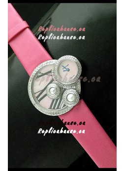 Cartier Jewellery Pearl Diamond Watch in Pink Strap
