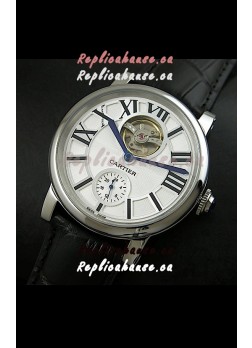 Ballon De Cartier Flying Tourbillon Japanese Replica Watch - Black Strap