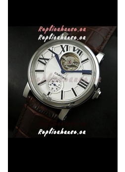 Ballon De Cartier Flying Tourbillon Japanese Replica Watch - Brown Strap