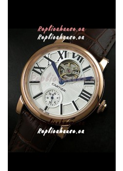 Ballon De Cartier Flying Tourbillon Japanese Replica Watch - Pink Gold Case