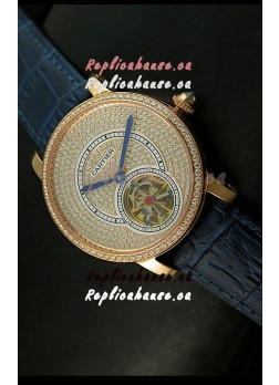 Ronde De Cartier Tourbillon Replica Watch Pink Gold Case - Purple Strap