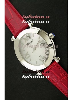 Chopard Happy Sport Ladies Japanese Replica Watch in Red Strap