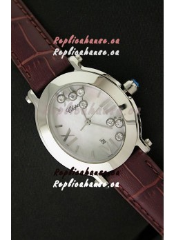 Chopard Happy Sport Ladies Japanese Replica Watch in Brown Strap
