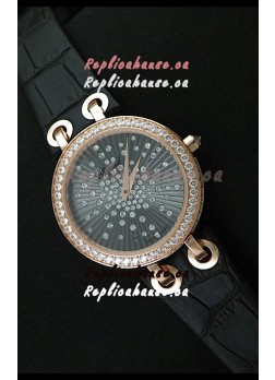 Chopard Xtravaganza Ladies Ladies Japanese Replica Rose Gold Watch in Grey Dial 