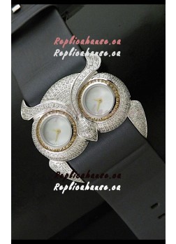 Chopard Animal World Ladies Owl Black Full Diamond Watch