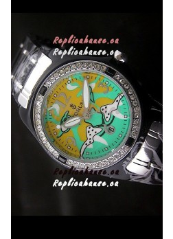 Corum Imitation Ceramics Japanese Replica Watch in Light Green & Yellow Dial