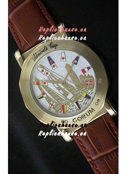 Corum Admiral's Cup Japanese Replica Watch in Brown Strap