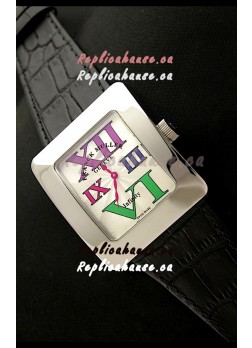 Franck Muller Geneve Infinity Japanese Steel Watch in Multi Color Roman Markers