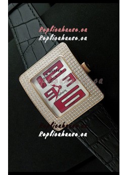 Franck Muller Geneve Infinity Japanese Gold Watch in Red Numeral Markers