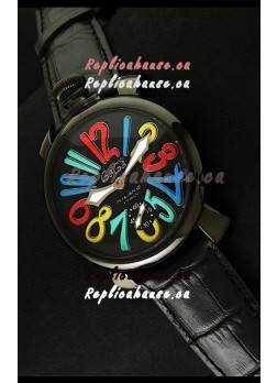 Gaga Milano Italy Japanese Replica PVD Watch in Multi Colour Arabic Markers
