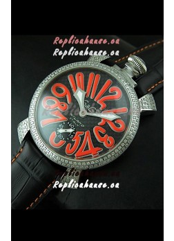 Gaga Milano Italy Manuale Replica Japanese Watch in Orange Markers