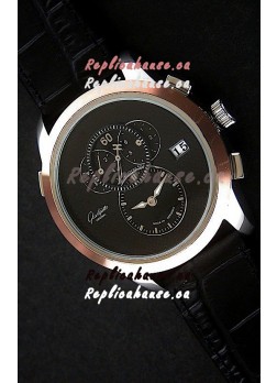 Glashuette ST. Steel Japanese Replica Watch in Black Dial