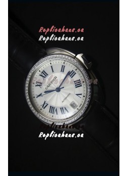 Cle De Cartier Watch 40MM Steel Case Diamonds Bezel - 1:1 Mirror Replica Watch