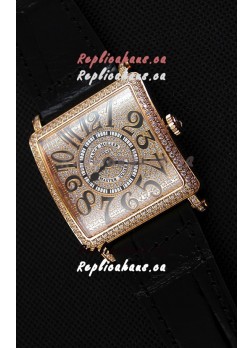 Franck Muller Master of Sqaure Ladies Quartz Replica Watch in Pink Gold Case