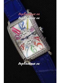Franck Muller Long Island Color Dreams Ladies Swiss Replica Watch - Blue Strap