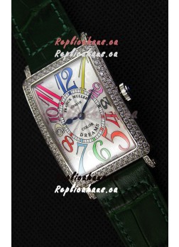 Franck Muller Long Island Color Dreams Ladies Swiss Replica Watch - Green Strap