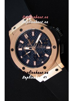 Hublot Big Bang Carbon Dial Pink Gold Case Swiss Replica Watch : 1:1 Mirror Replica 