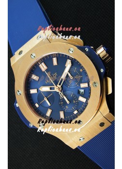 Hublot Big Bang Pink Gold Blue Swiss Replica Watch 1:1 Mirror Replica 