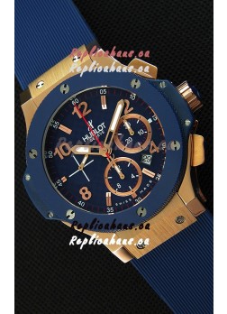 Hublot Big Bang Blue Pink Gold Case Swiss Replica Watch 1:1 Mirror Replica