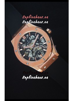 Hublot Classic Fusion Skeleton Rose Gold Case Japanese Movement