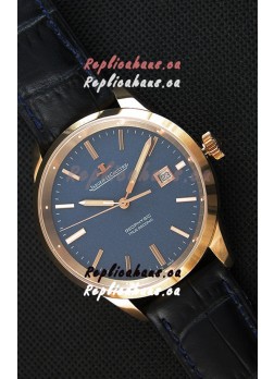 Jaeger LeCoultre Geophysic True Second Pink Gold Swiss Replica Watch Blue Dial 