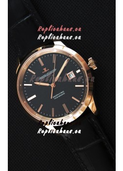 Jaeger LeCoultre Geophysic True Second Pink Gold Swiss Replica Watch Black Dial 