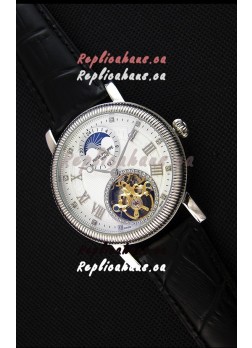 Patek Philippe Japanese MoonPhase Tourbillon Replica Watch White Dial