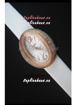 Piaget Limelight Magic Hour Swiss Quartz Watch Rose Gold in White Strap