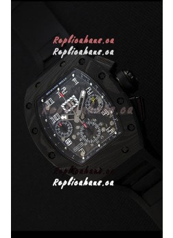 Richard Mille RM011-FM Felipe Massa One Piece Black Forged Carbon Case Watch in Black Strap