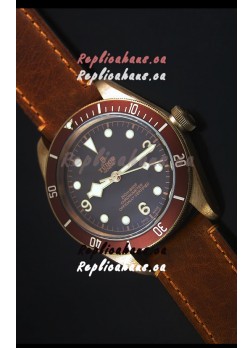 Tudor Heritage Bay Bronze Swiss Replica Watch with Leather Strap