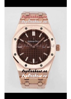Audemars Piguet Royal Oak 33MM Rose Gold Brown Dial 1:1 Mirror Replica Watch