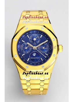 Audemars Piguet Royal Oak Perpetual Calendar Swiss Replica 904L Steel in Yellow Gold Casing
