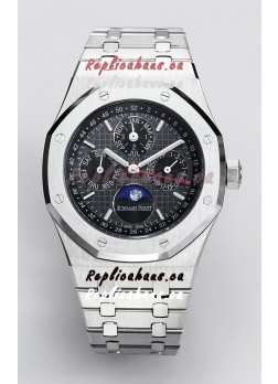 Audemars Piguet Royal Oak Perpetual Calendar Swiss Replica 904L Steel - Black Dial 