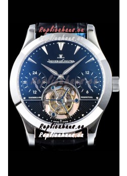 Jaeger LeCoultre Perpetual Tourbillon 904L Steel Case Black Dial Swiss Replica Watch 