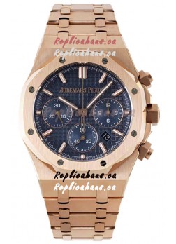 Audemars Piguet Royal Oak Chronograph 1:1 Mirror Replica - Rose Gold Casing Blue Dial in 41MM